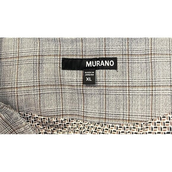 Murano Mens XL Plaid Gray Brown Button Front Vest Pockets Lined NWT - Picture 4 of 5